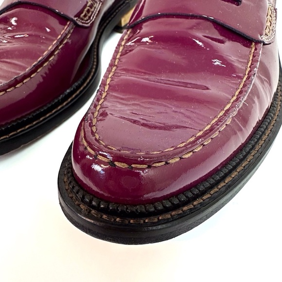 Dolce & Gabbana Burgundy Patent Leather Penny Loafers EU 39 US 8 Glossy Flat - Picture 7 of 16